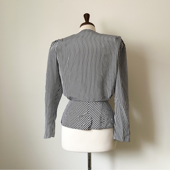 Vintage Joseph Ribkoff Striped 80s Blouse • Size S - Picture 2 of 4